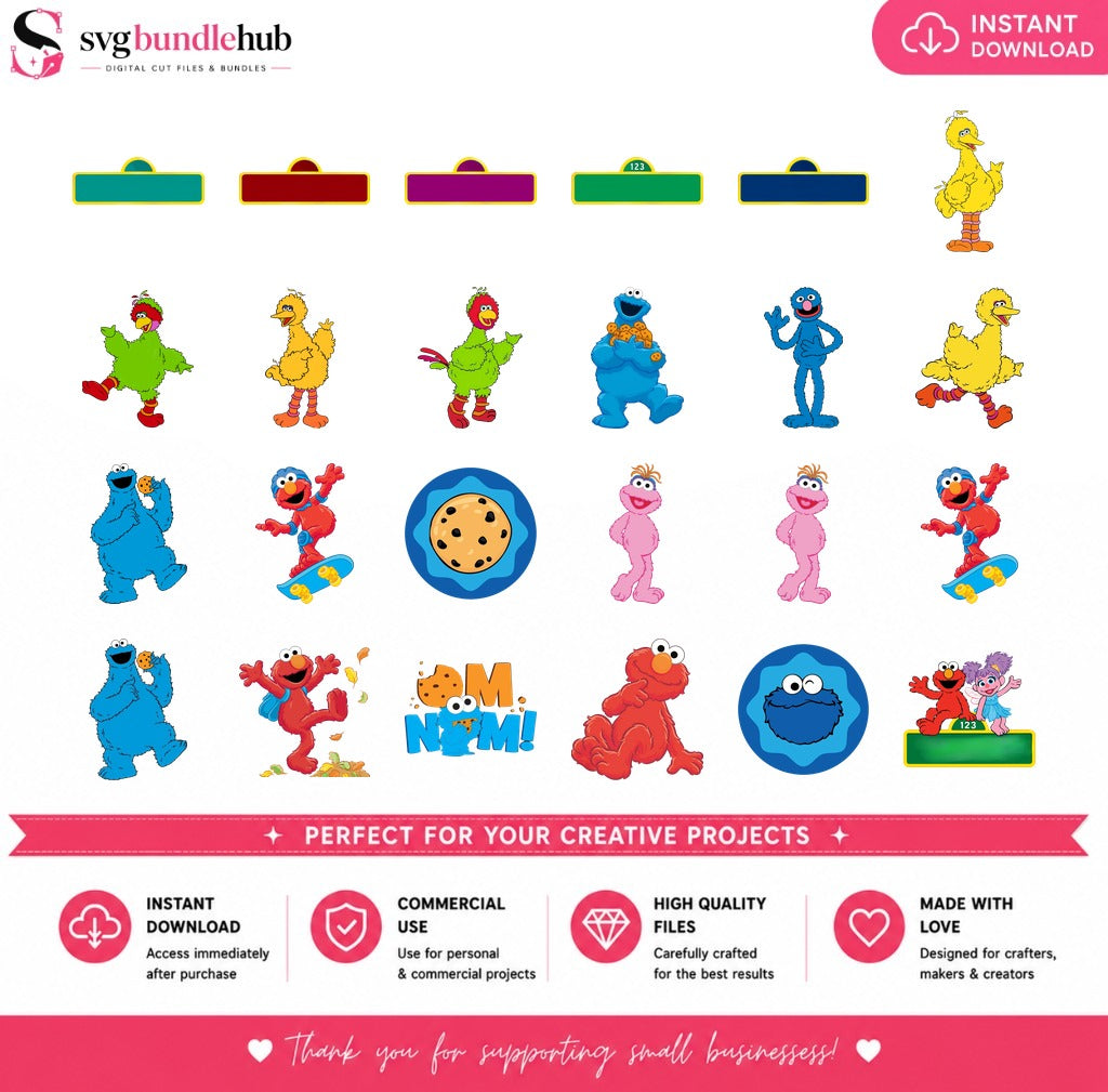 Sesame Street Characters Bundle PNG | SvgBundleHub