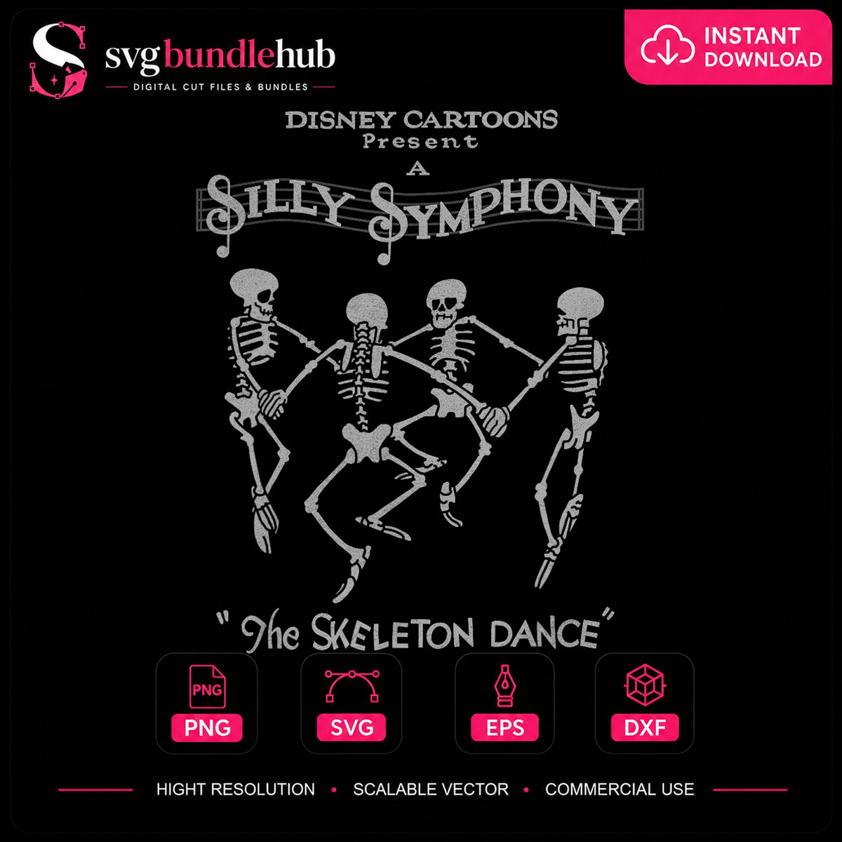 Silly Symphony The Skeleton Dance Disney Vintage PNG