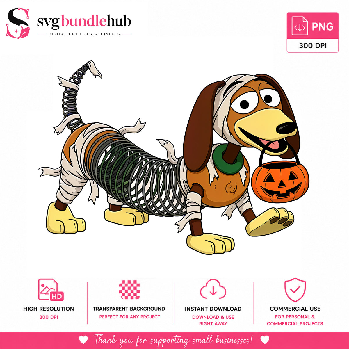 Slinky Dog Mummy Halloween PNG | SvgBundleHub
