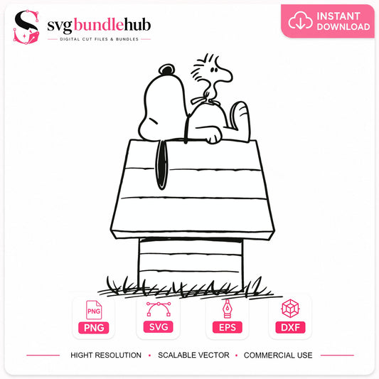 Snoopy And Woodstock Dog House Cricut Cut File SVG