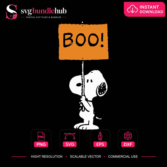 Snoopy Boo Halloween SVG, Peanuts Spooky Cricut Clipart