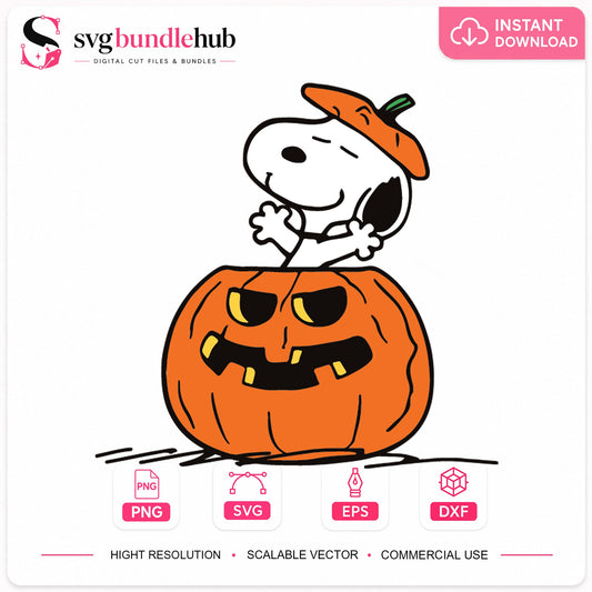 Snoopy Halloween Pumpkin Jack-O-Lantern Cricut Clipart SVG
