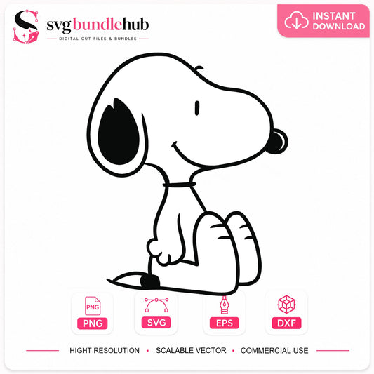 Snoopy Sitting Peanuts SVG, Cute Dog Cricut Cut File