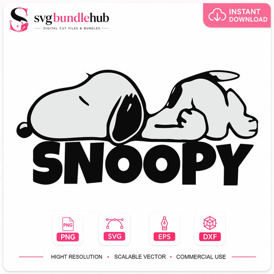 Snoopy Sleeping Lazy Dog Peanuts Cricut Cut File SVG