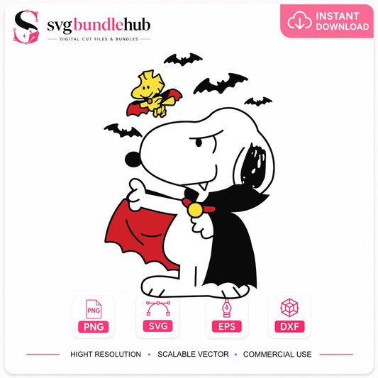 Snoopy Vampire Halloween SVG, Funny Spooky Superhero Design