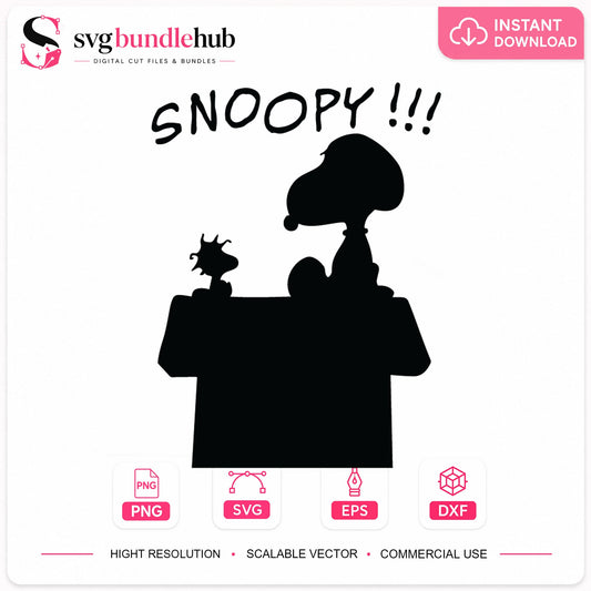 Snoopy Woodstock Doghouse Silhouette Cricut Cut File SVG