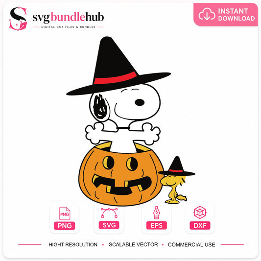 Snoopy Woodstock Halloween Witch Pumpkin Cricut Cut SVG