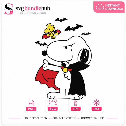 Snoopy Woodstock Vampire Halloween Cricut Cut File SVG