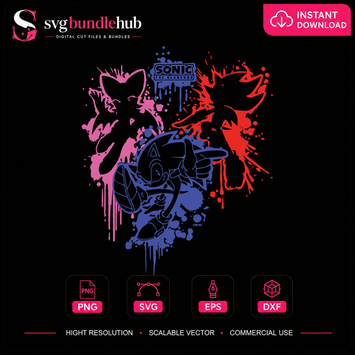 Sonic The Hedgehog Graffiti Splash Art Cricut File SVG