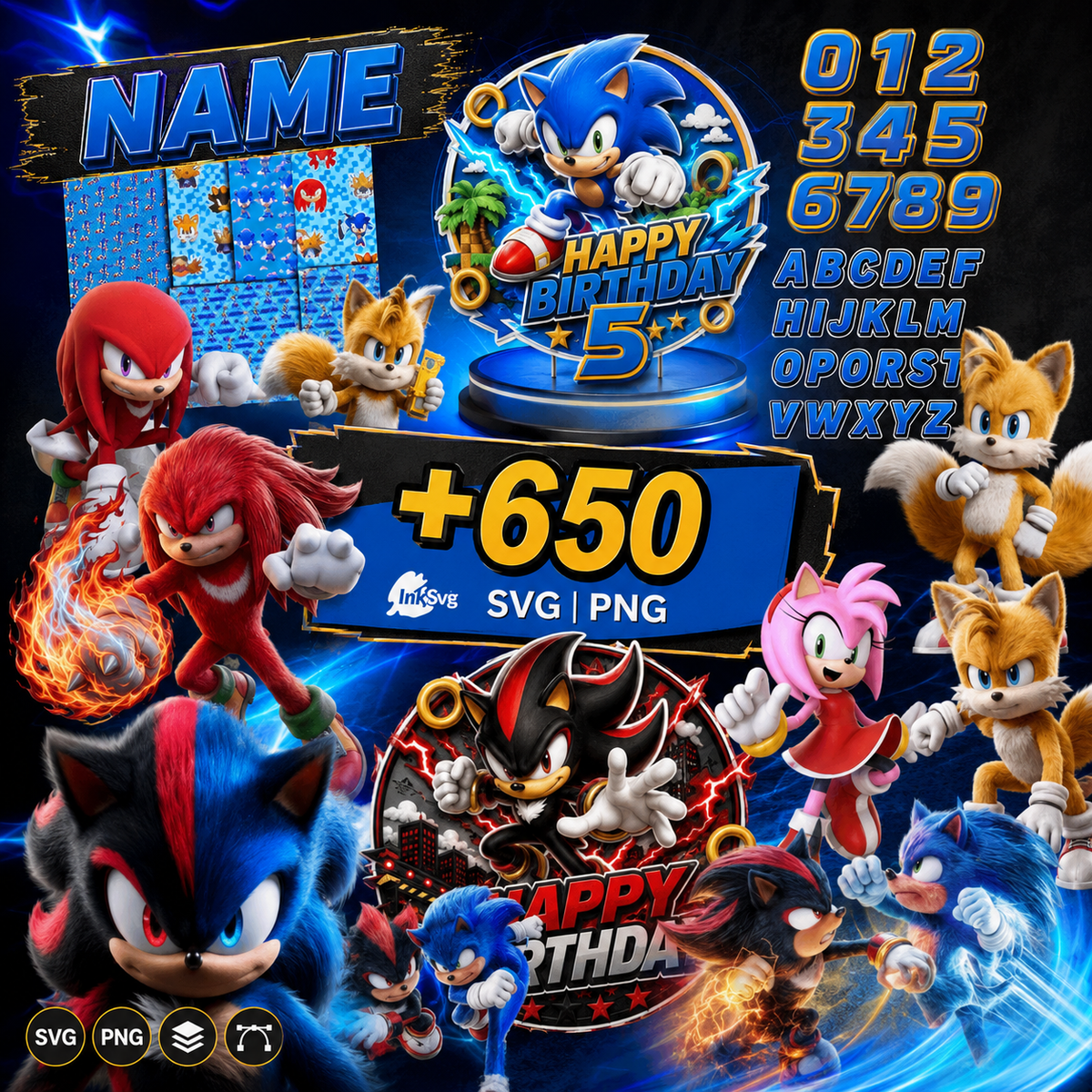 Sonic the Hedgehog Birthday Bundle PNG | SvgBundleHub