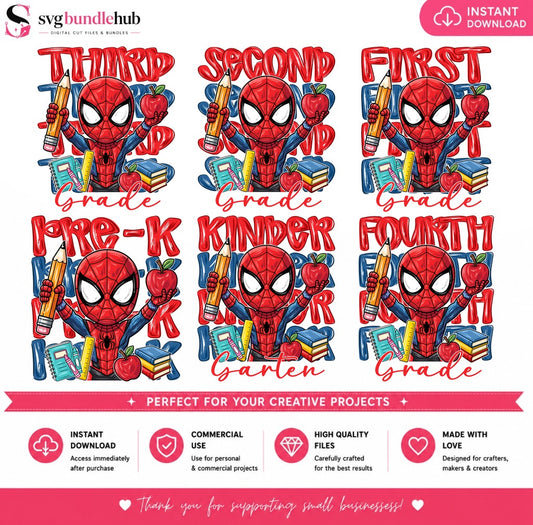 Spider-Man Back to School Grade Bundle PNG | SvgBundleHub