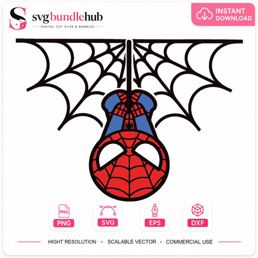 Spider-Man Hanging On Web SVG, Marvel Cricut Cut File