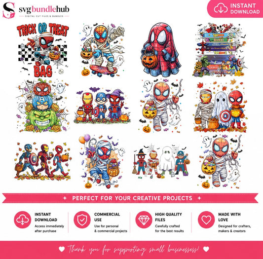 Spider-Man Marvel Heroes Halloween Bundle PNG | SvgBundleHub