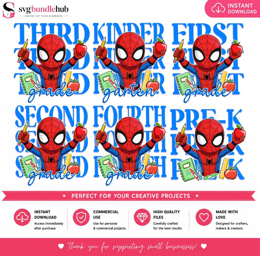 Spider Man Back to School PNG Bundle | SvgBundleHub