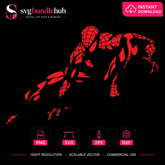 Spider Man Jumping SVG, Comic Hero Action Cricut Clipart