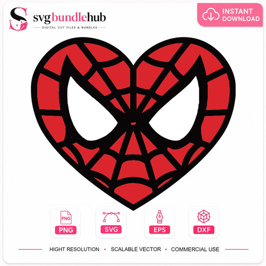 Spiderman Heart SVG, Superhero Love Marvel Cricut Clipart