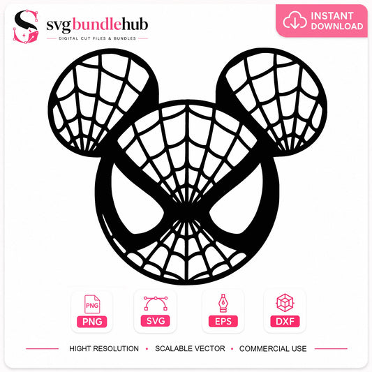 Spiderman Mickey Mouse Head SVG, Disney Marvel SVG, Spider-Man PNG