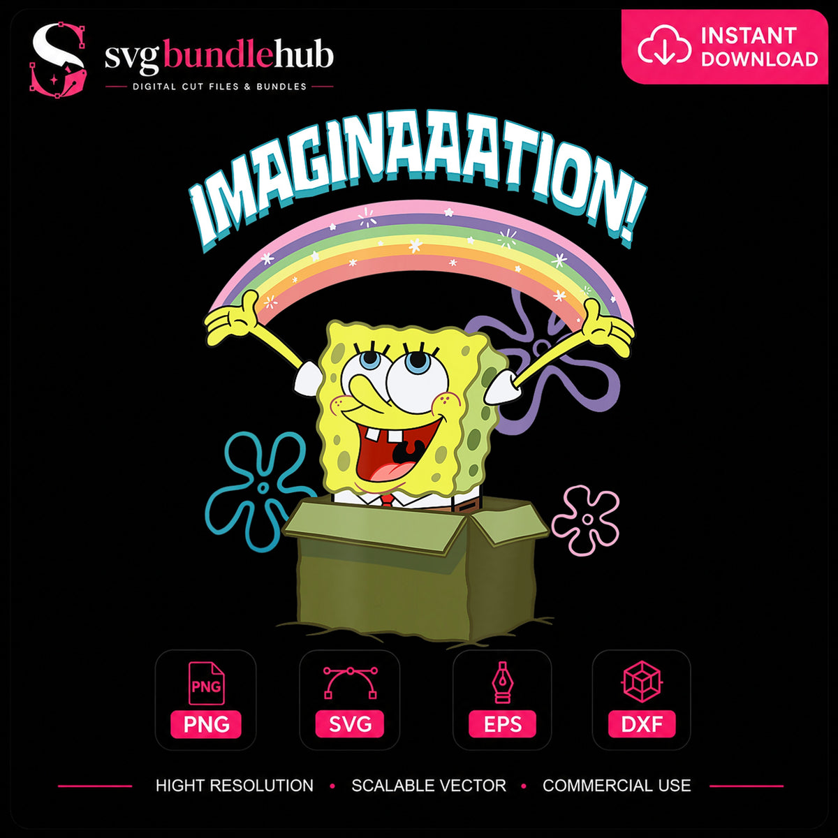 SpongeBob Imagination Rainbow Box Meme Cartoon PNG