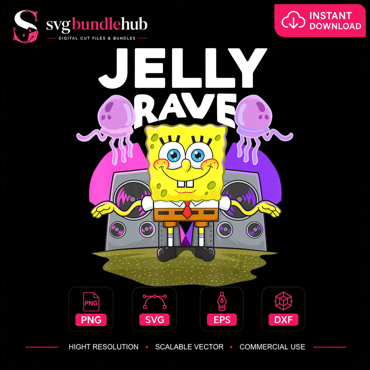 SpongeBob Jelly Rave DJ Speaker Jellyfish Party PNG