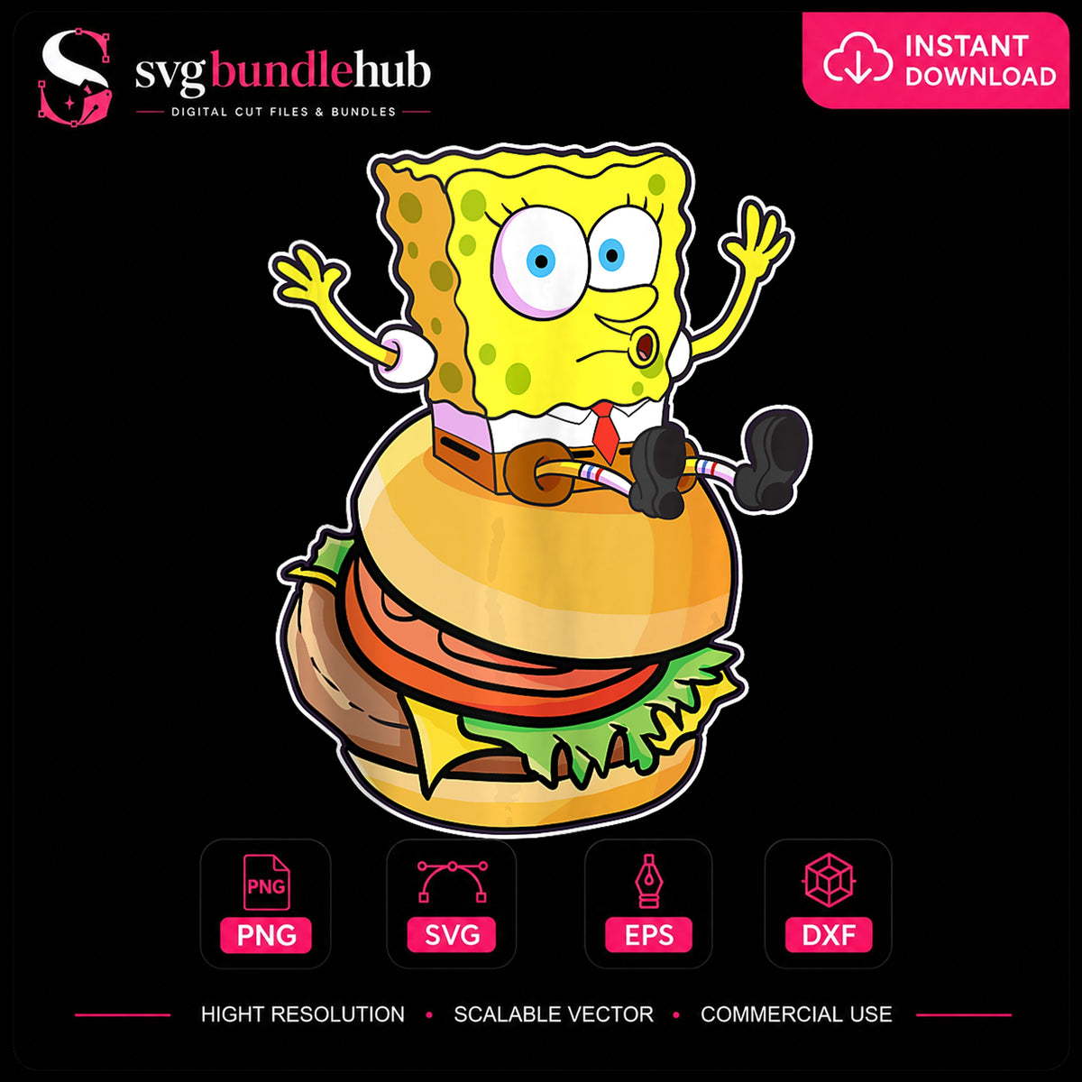 SpongeBob Krabby Patty Burger Sitting Cartoon PNG