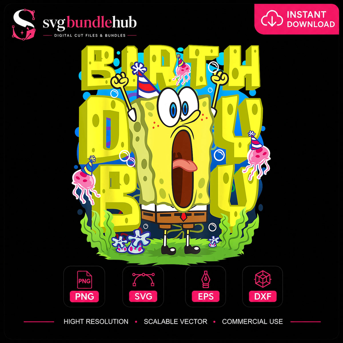 Spongebob Birthday Boy Party Hat Jellyfish PNG