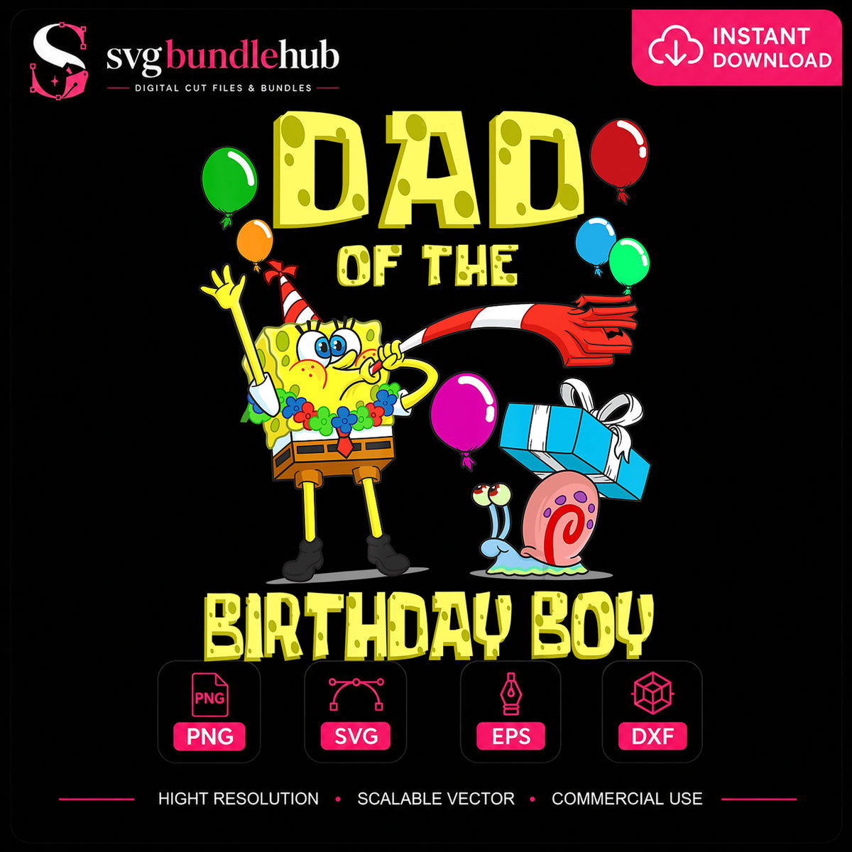 Spongebob Dad Of The Birthday Boy Gary Clipart PNG
