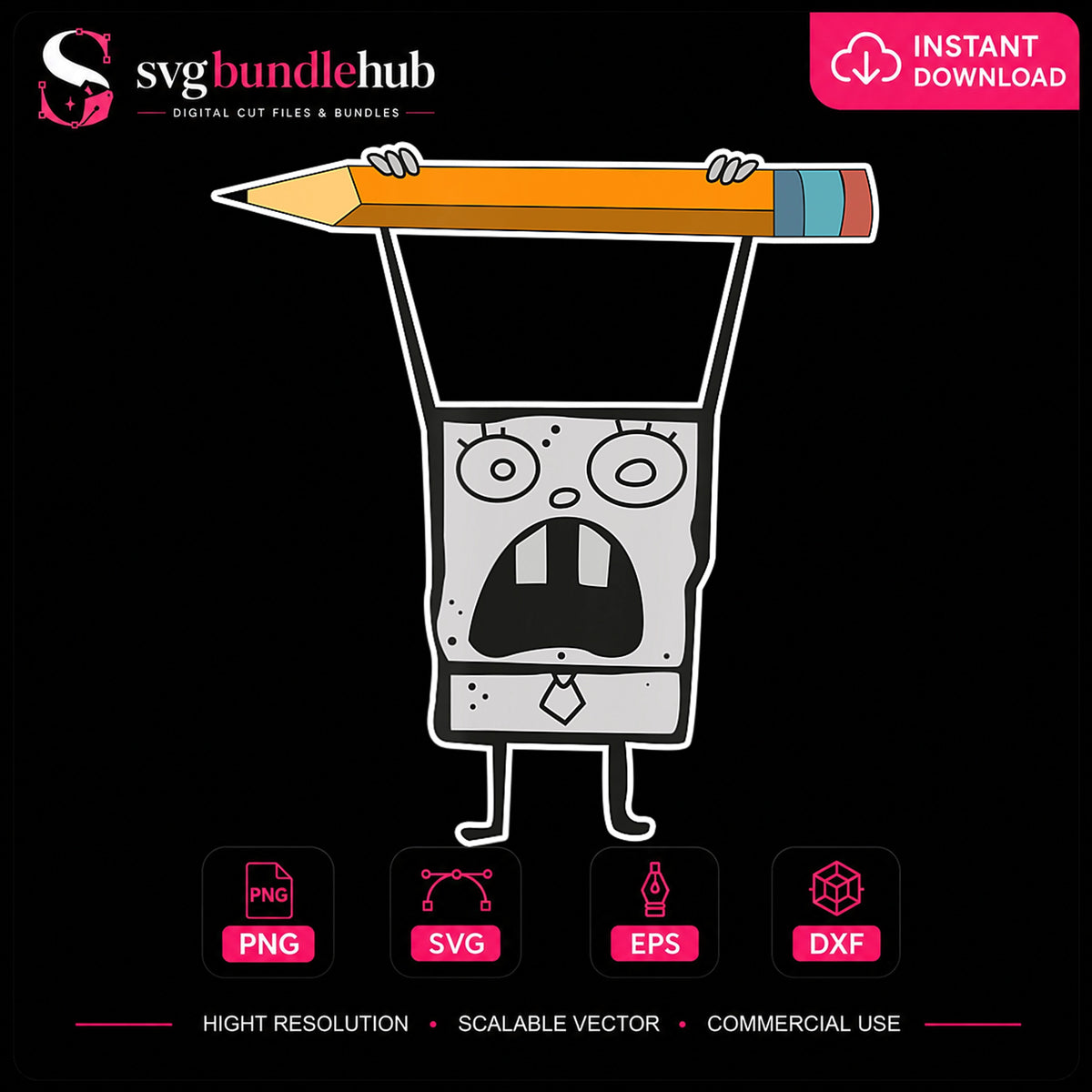 Spongebob Lifting Pencil Shocked Face Funny Meme PNG