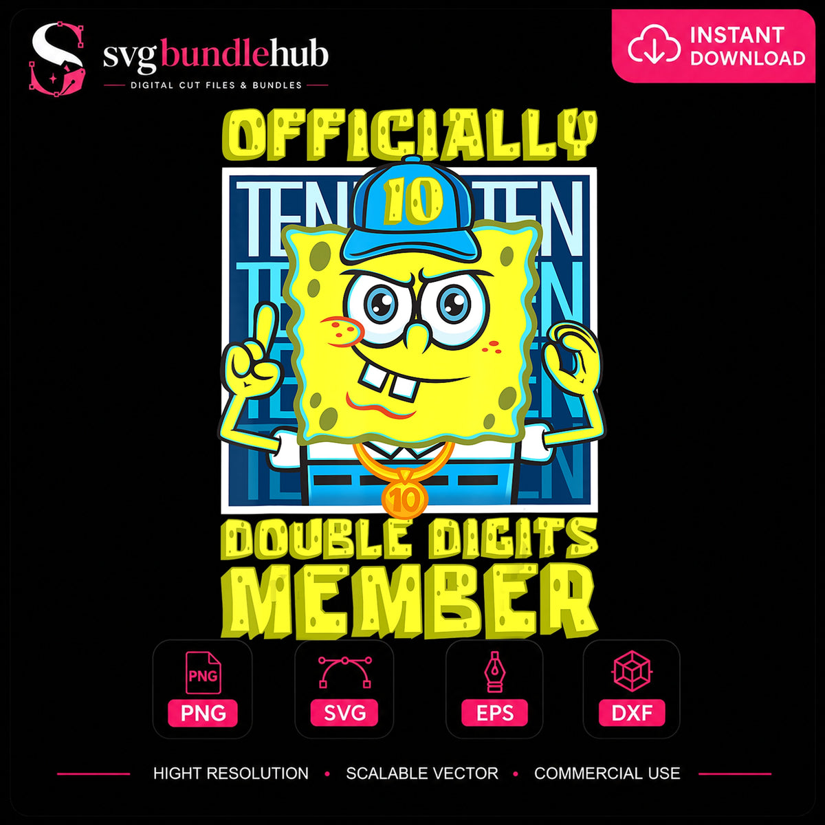 Spongebob Officially Double Digits 10th Birthday PNG