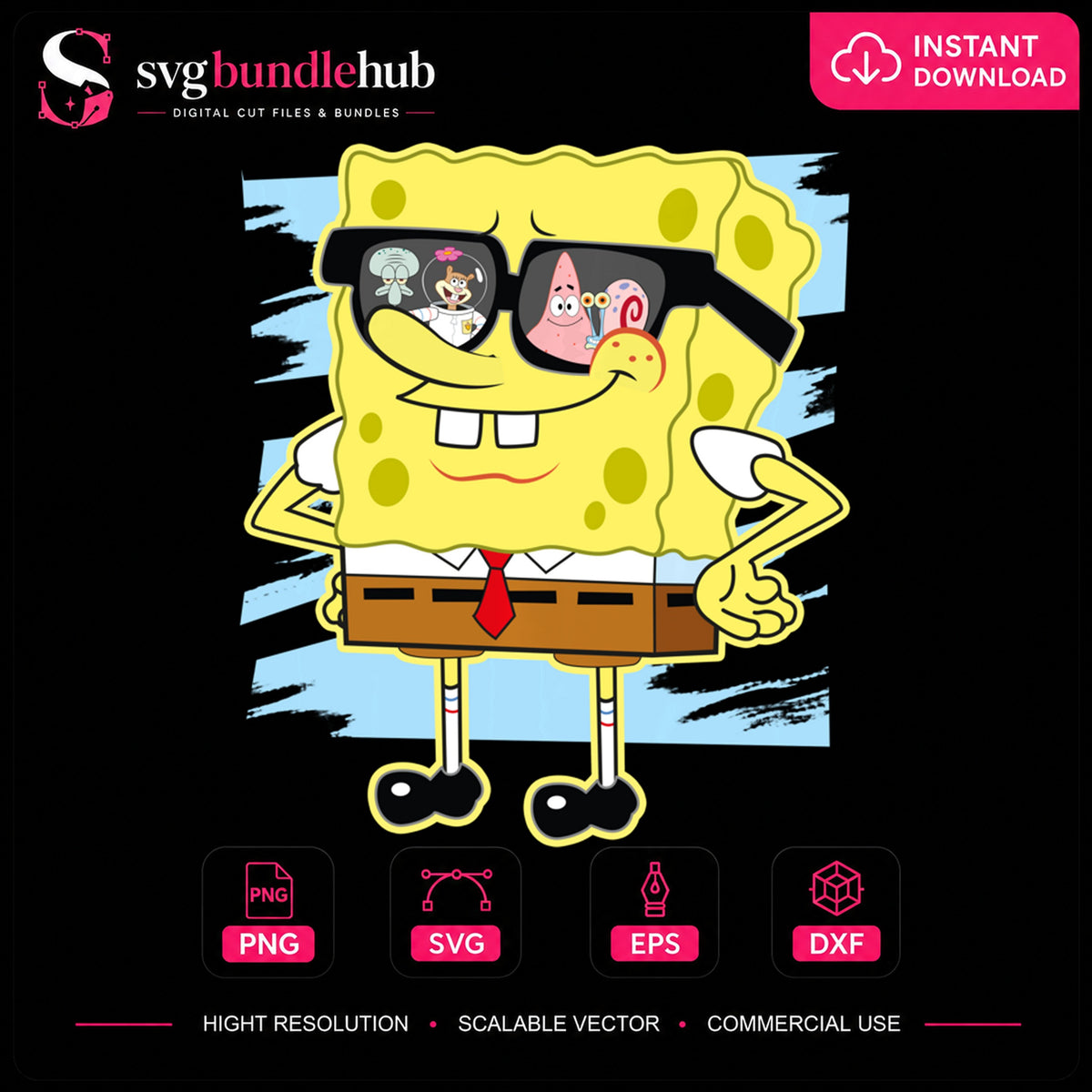 Spongebob Squarepants Cool Sunglasses Friends Reflection PNG