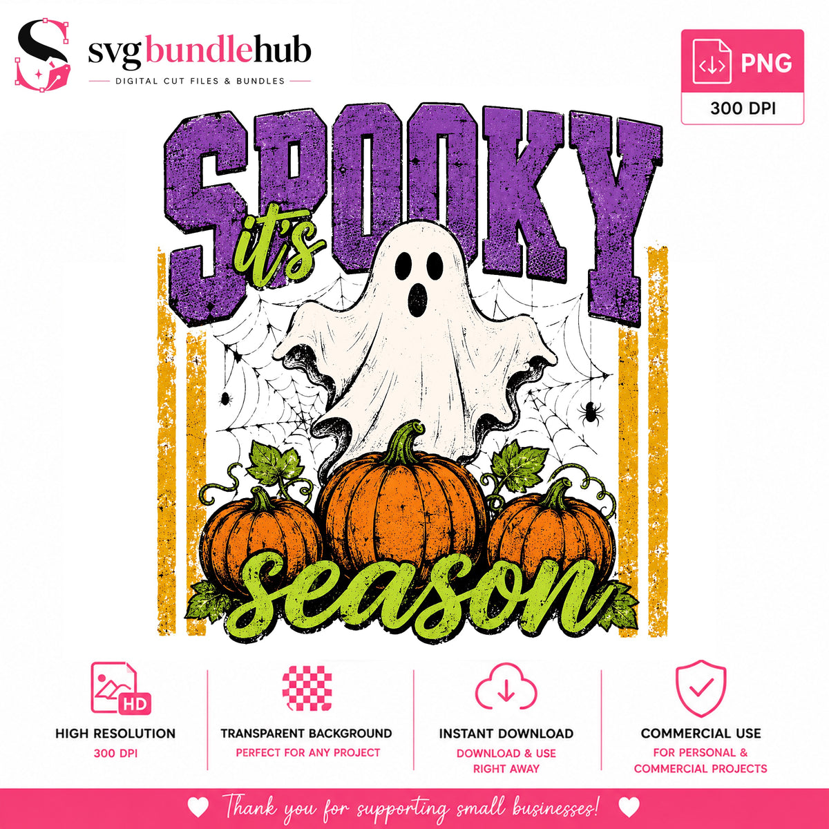 Spooky Season Ghost & Pumpkins Halloween PNG | SvgBundleHub