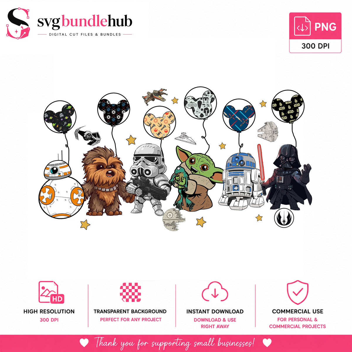 Star Wars Characters Balloon PNG | SvgBundleHub
