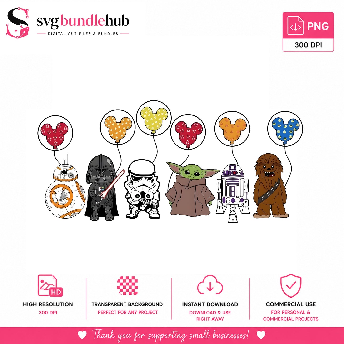 Star Wars Characters Disney Balloon PNG, Baby Yoda PNG, Darth Vader PNG
