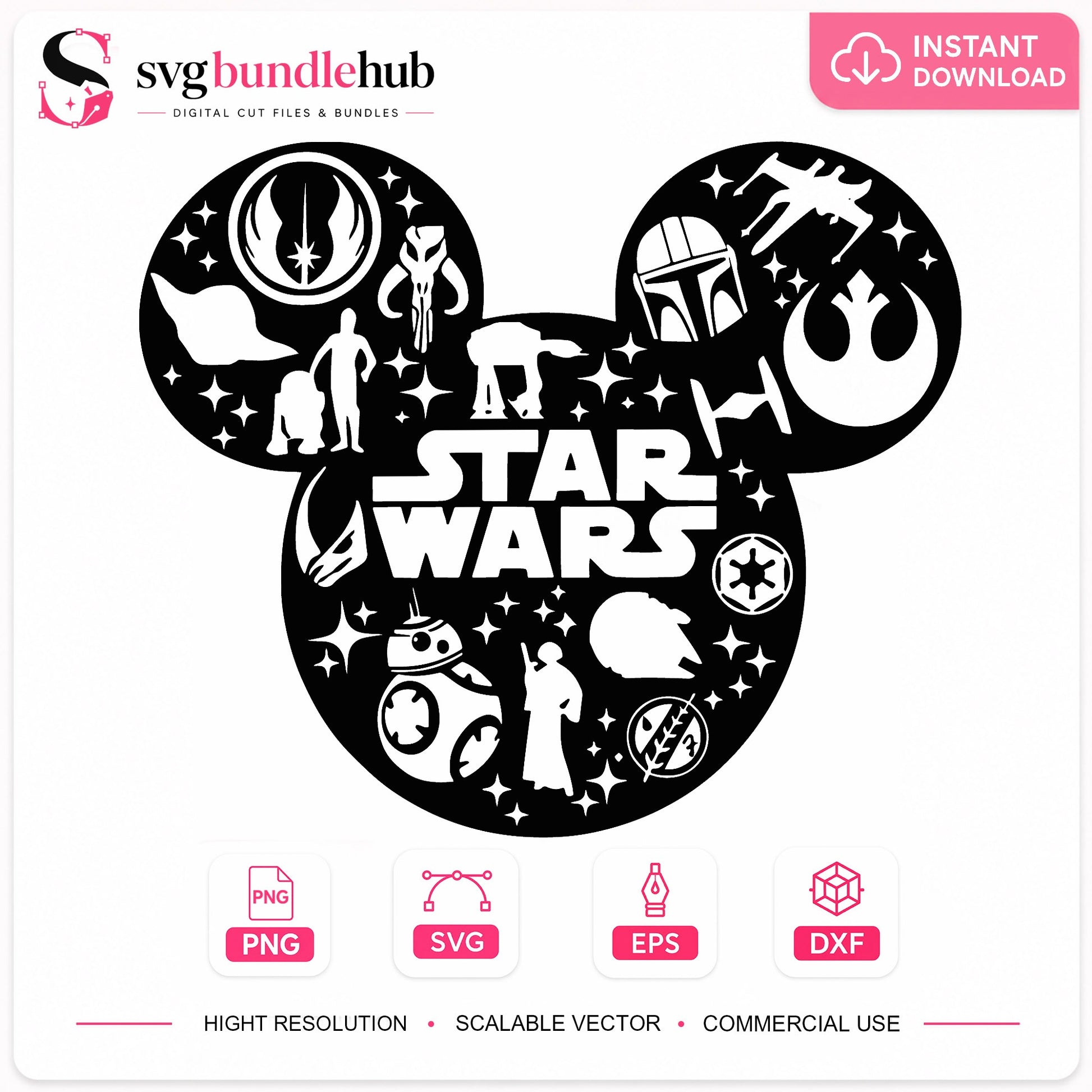 Star Wars Mickey Mouse Head SVG, Disney SVG PNG, Star Wars SVG
