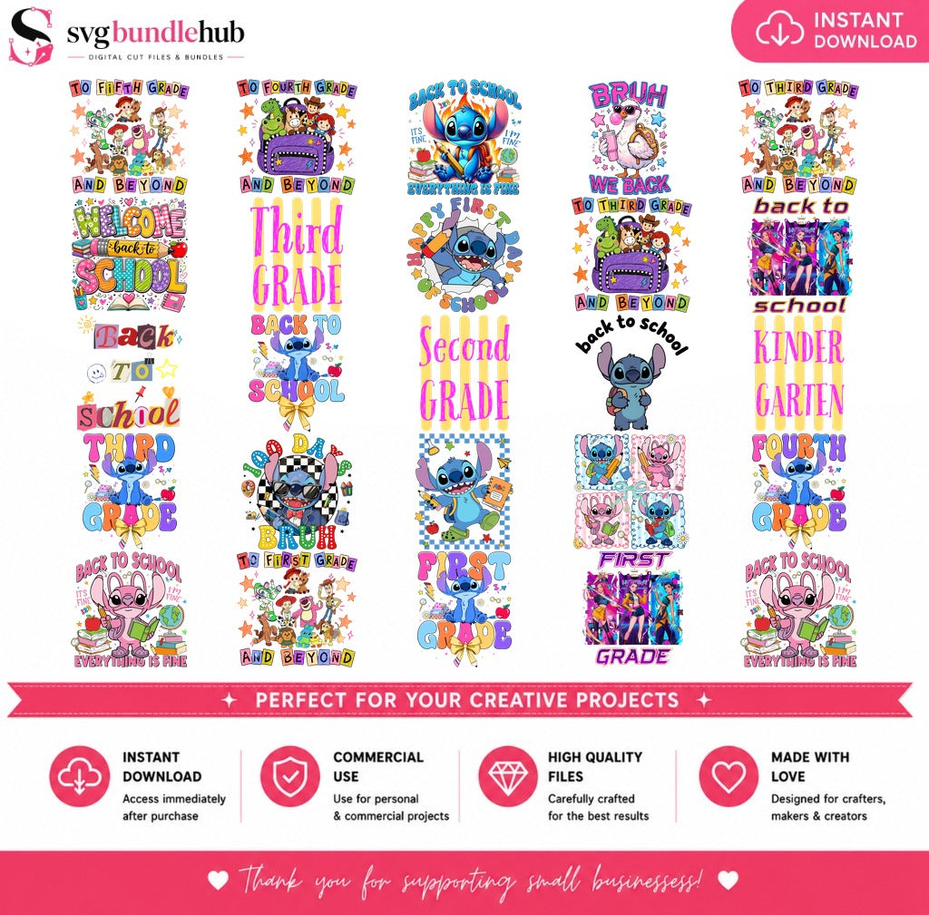 Stitch Back to School PNG Bundle | SvgBundleHub