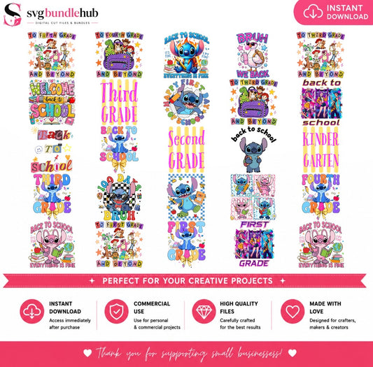 Stitch Back to School PNG Bundle | SvgBundleHub