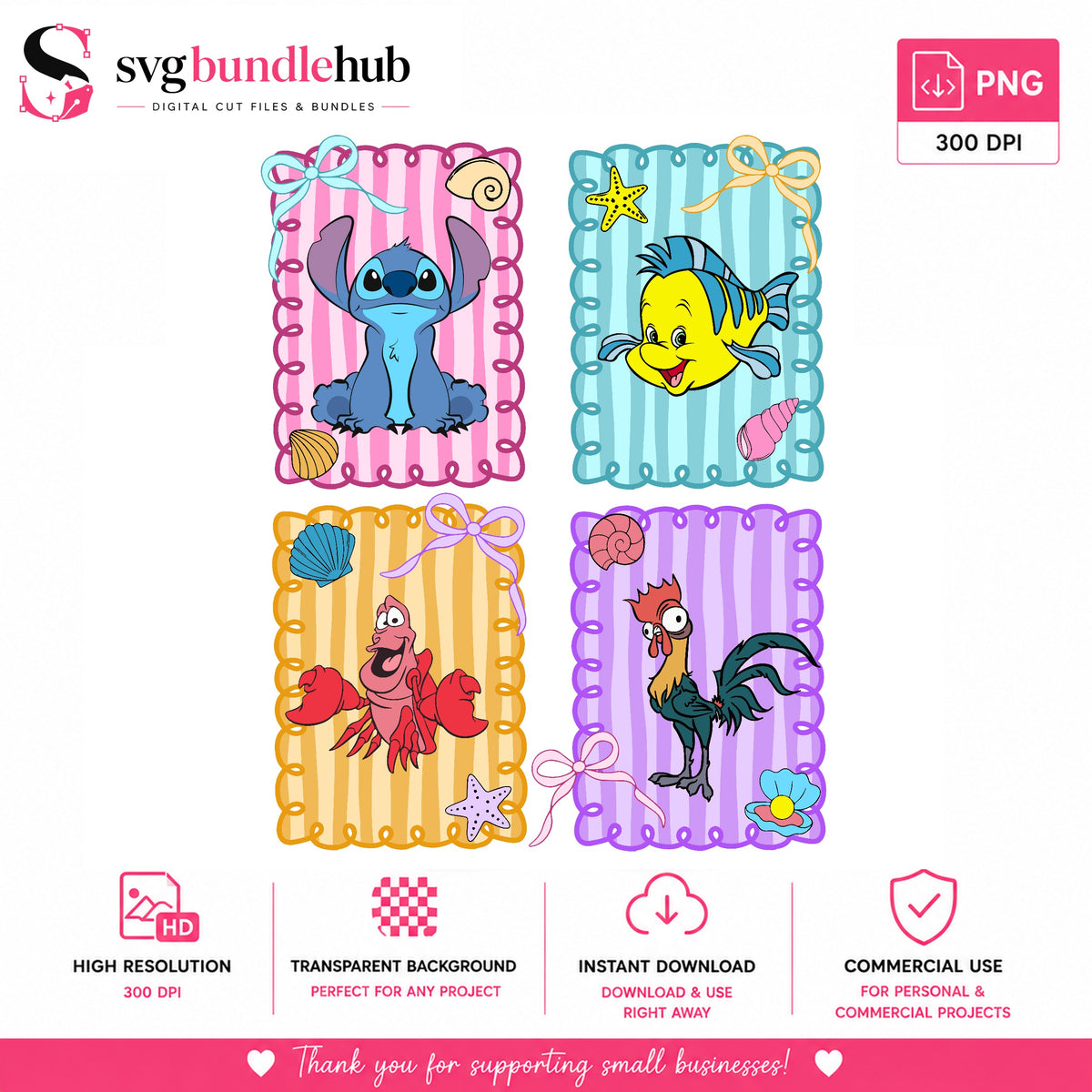 Stitch Flounder Coquette Ocean Bundle PNG | SvgBundleHub