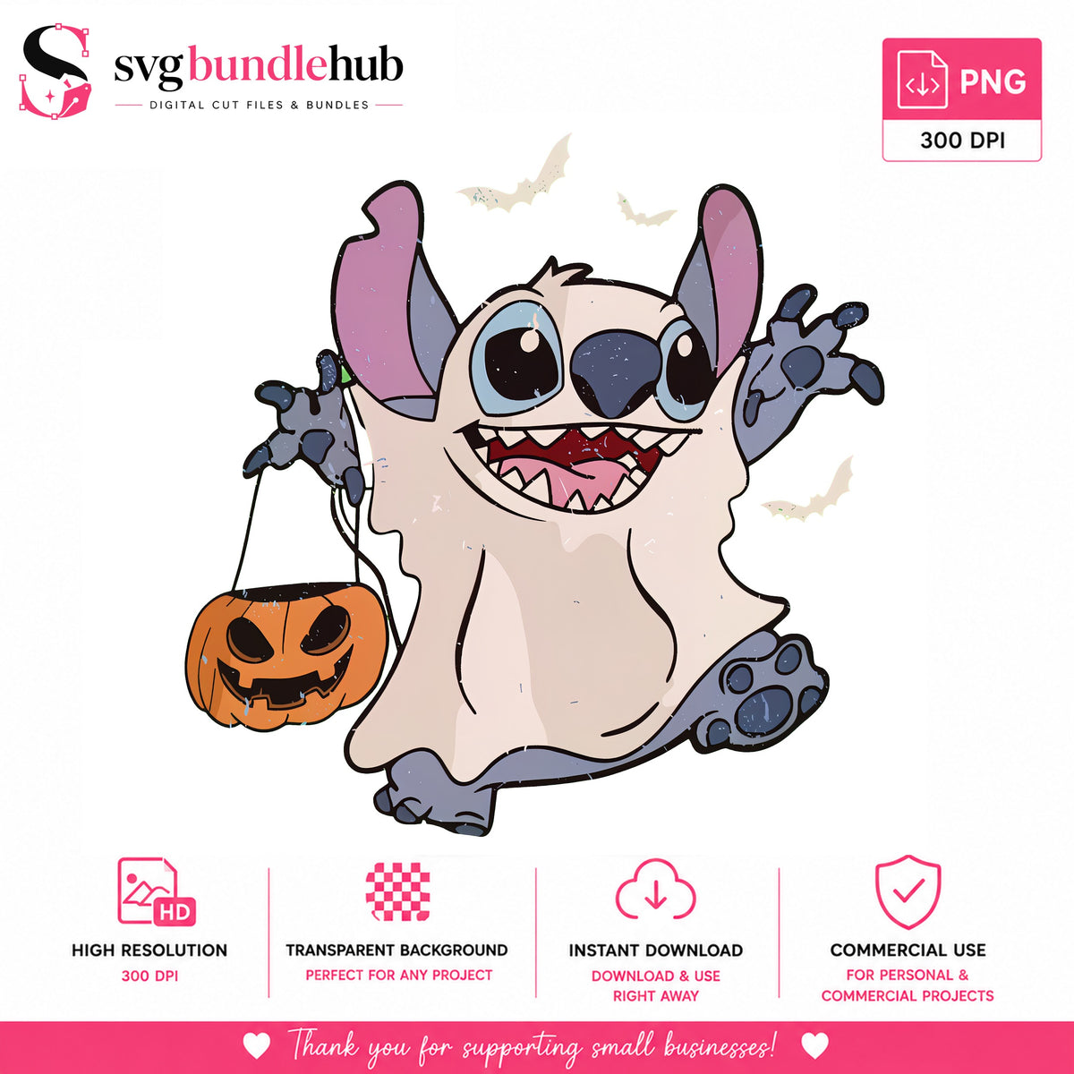 Stitch Ghost Halloween PNG, Spooky Alien | SvgBundleHub