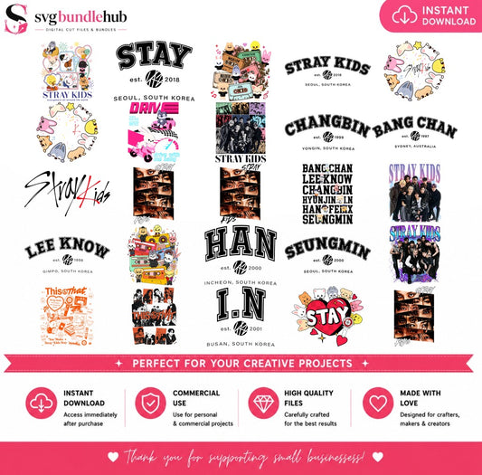 Stray Kids Kpop Member Bundle PNG | SvgBundleHub