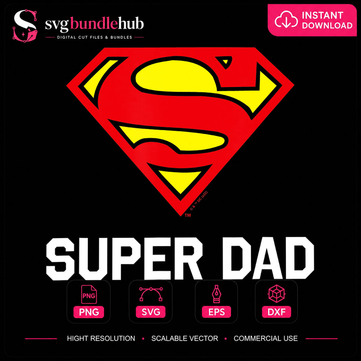 Super Dad Superman Shield Hero Father's Day PNG