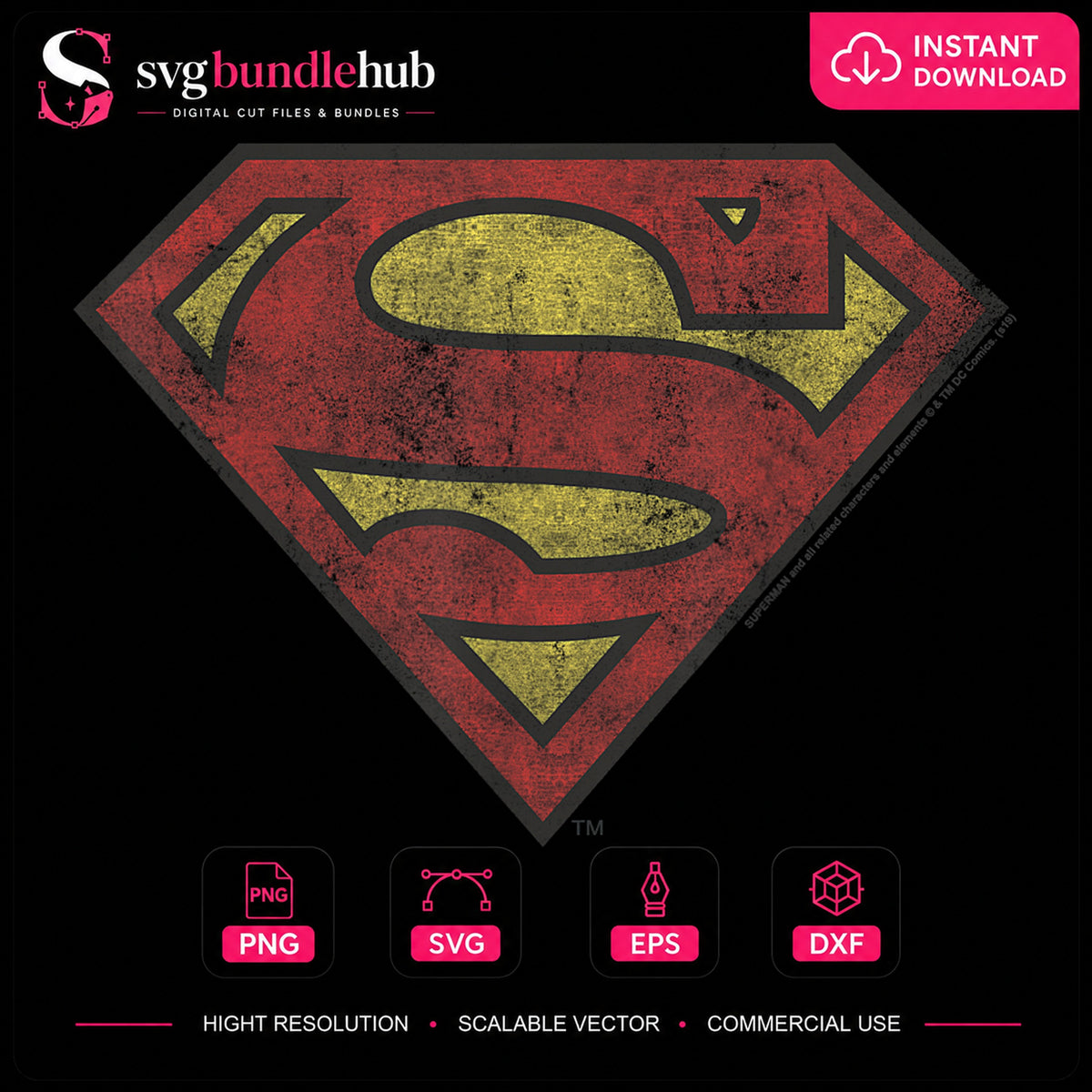 Superman Distressed Grunge Logo Shield Clipart PNG