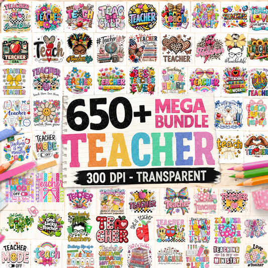 Teacher Mega Bundle 650+ PNG | SvgBundleHub