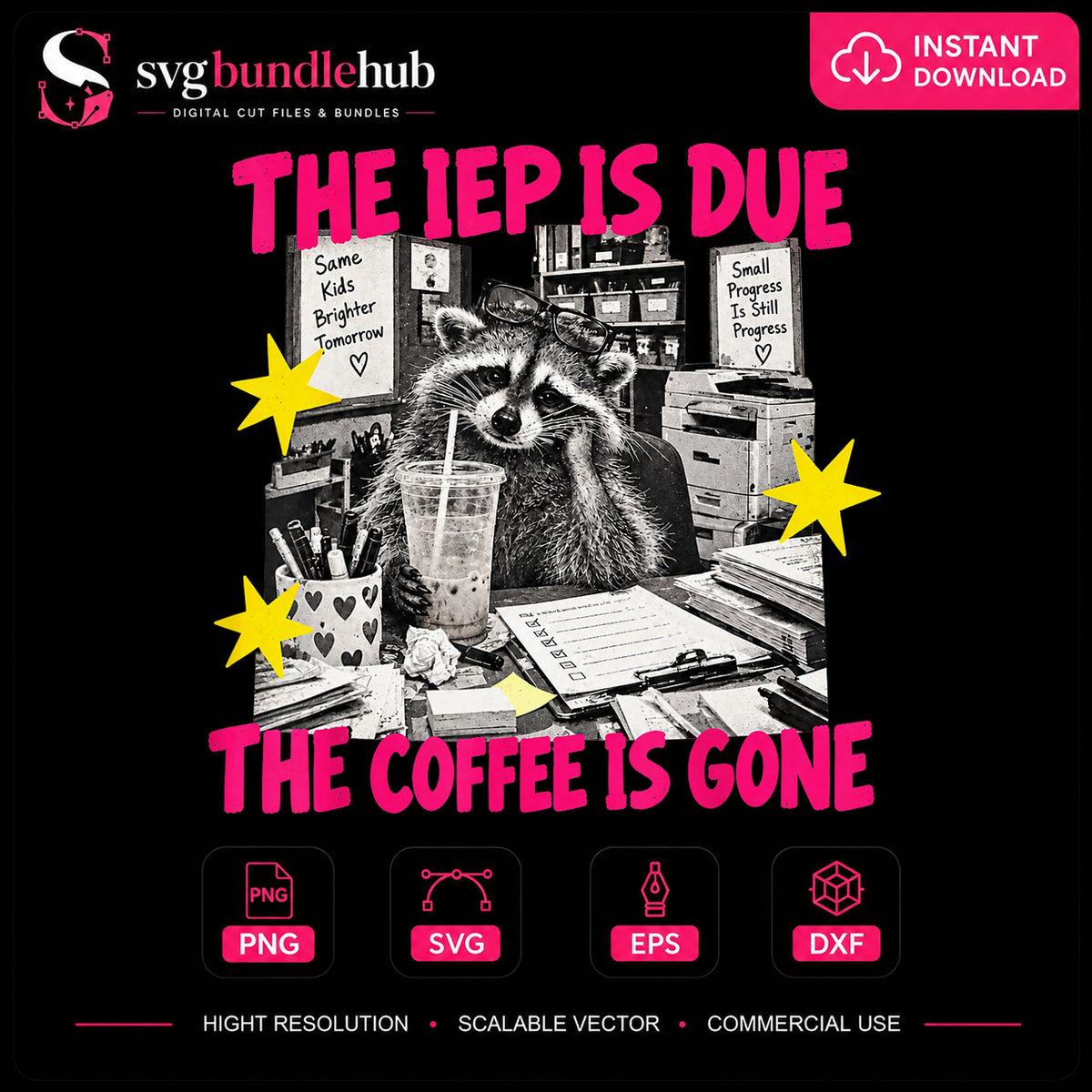 The IEP Is Due The Coffee Is Gone Raccoon PNG