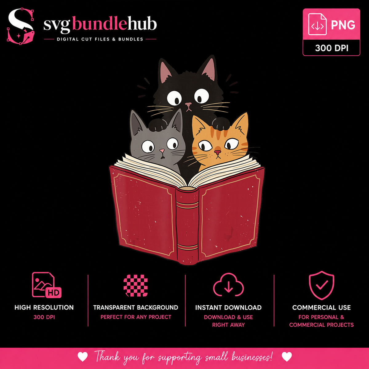 Three Cats Peeking Over Red Book Clipart, Wide Eyes Curious Kittens