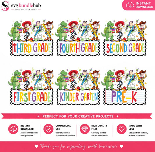 Toy Story Back to School Grade Bundle PNG | SvgBundleHub