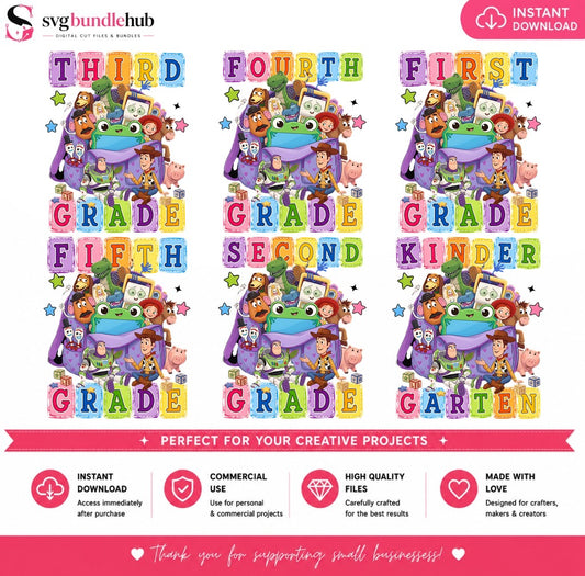 Toy Story Back to School Grade Bundle PNG v2 | SvgBundleHub