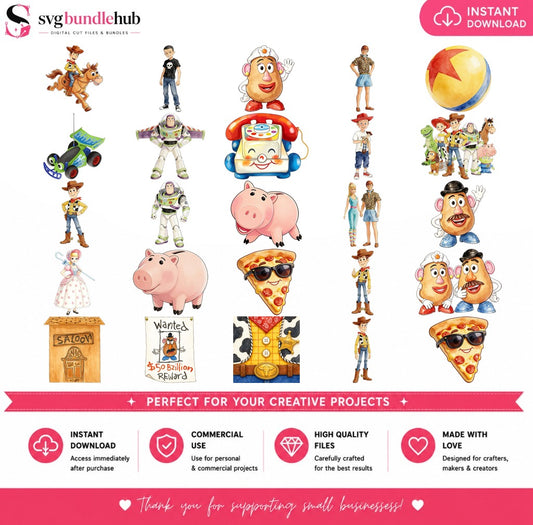 Toy Story Characters Clipart Bundle PNG | SvgBundleHub