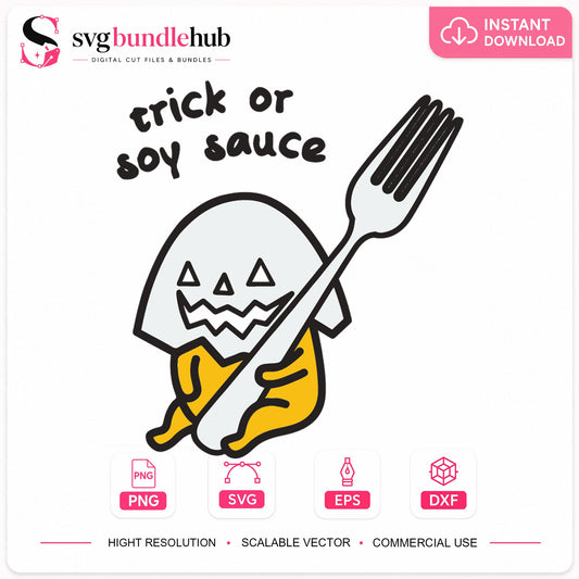 Trick Or Soy Sauce Halloween Ghost SVG, Craft File Design
