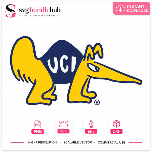 UCI Camel SVG, Yellow Blue Mascot Cricut Design