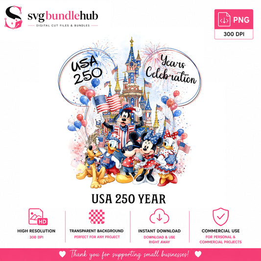 USA 250 Years Celebration 4th of July PNG | SvgBundleHub