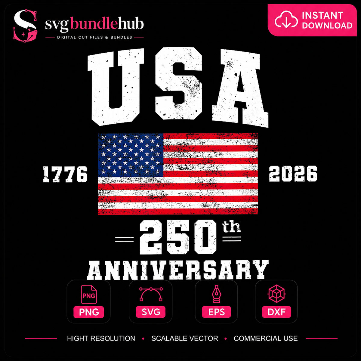 USA 250th Anniversary 1776 2026 American Flag PNG